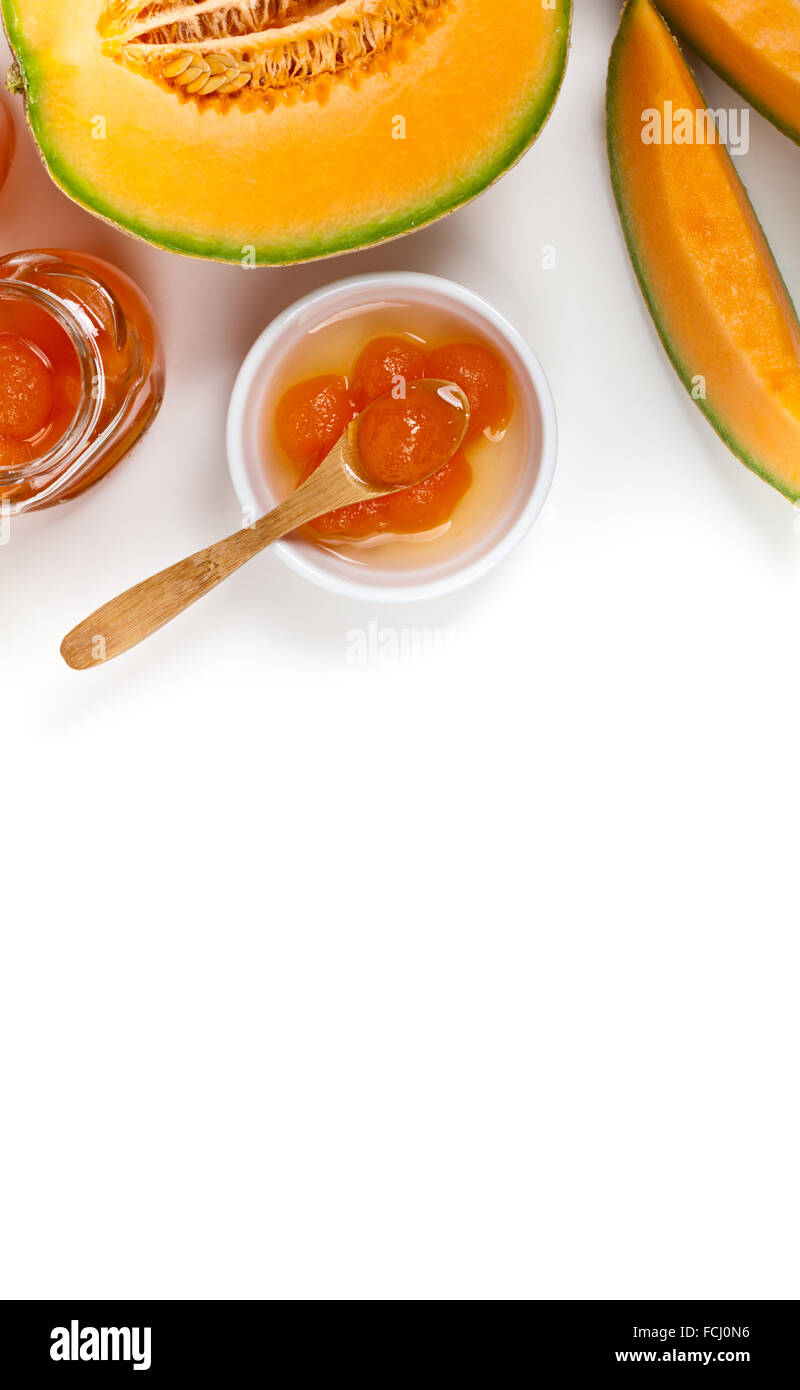 Cantaloupe Melon Jam or Compote on white background Stock Photo Alamy
