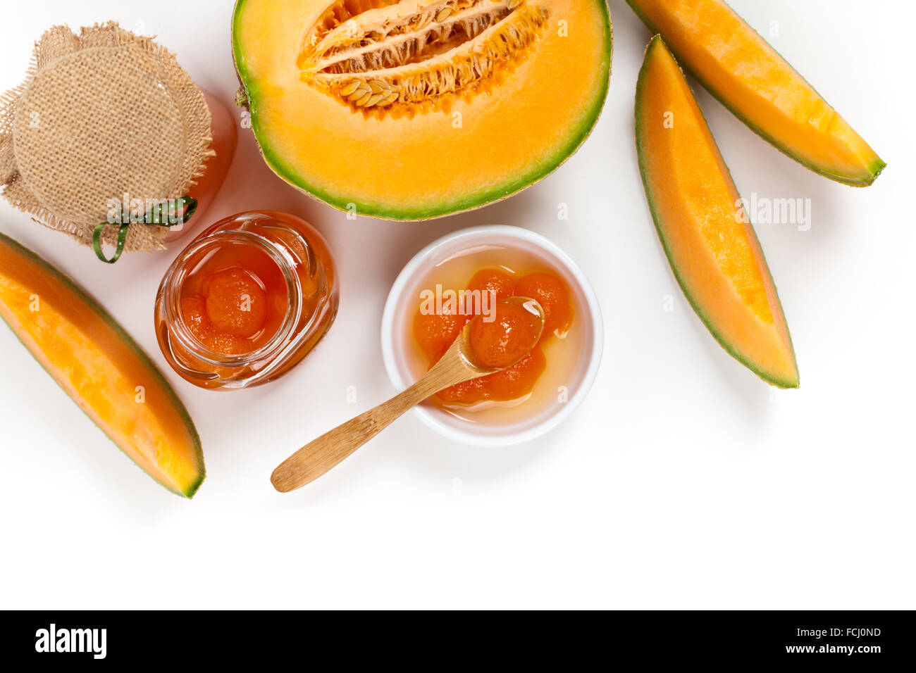Cantaloupe Melon Jam or Compote on white background Stock Photo Alamy