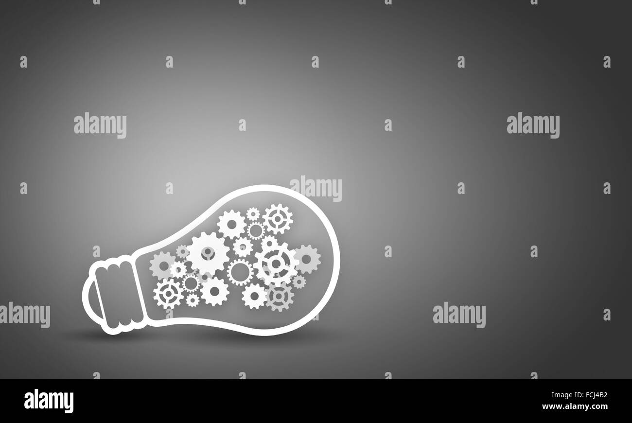 Conceptual image with light bulb filled with gears Stock Photo Alamy