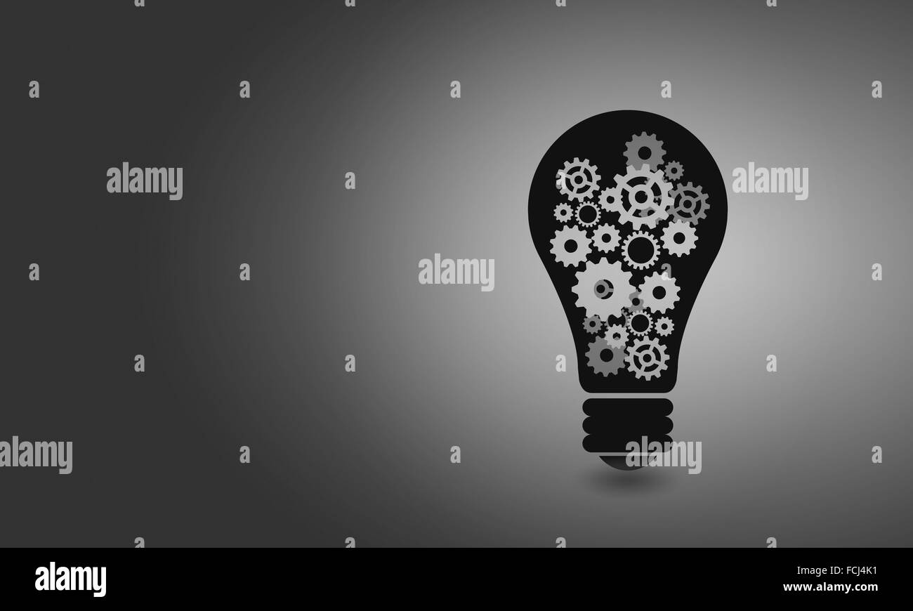 Conceptual image with light bulb filled with gears Stock Photo Alamy