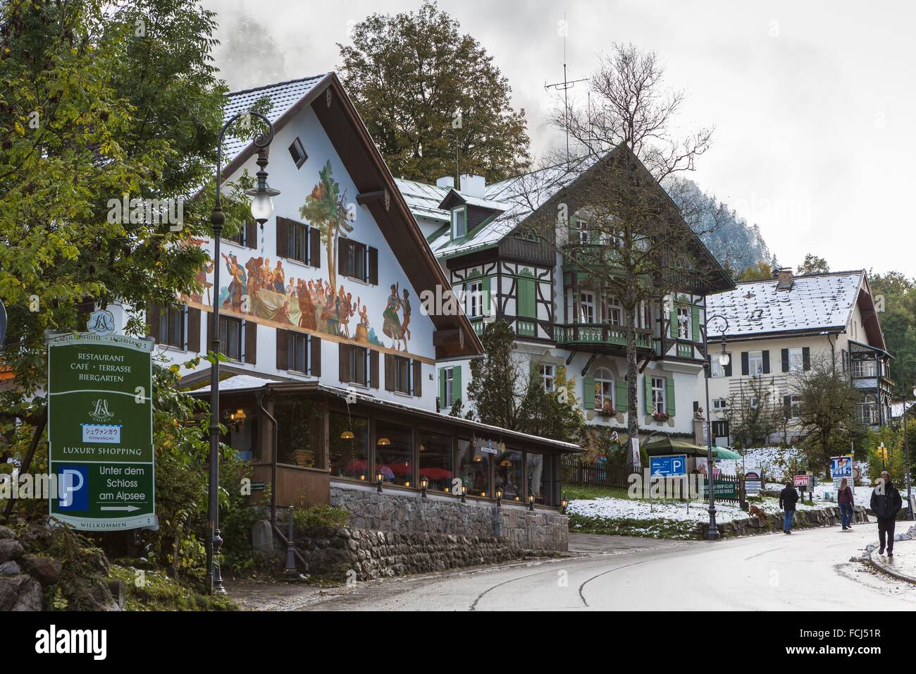 Traditional painted and timbered Bavarian houses in Hohenschwangau