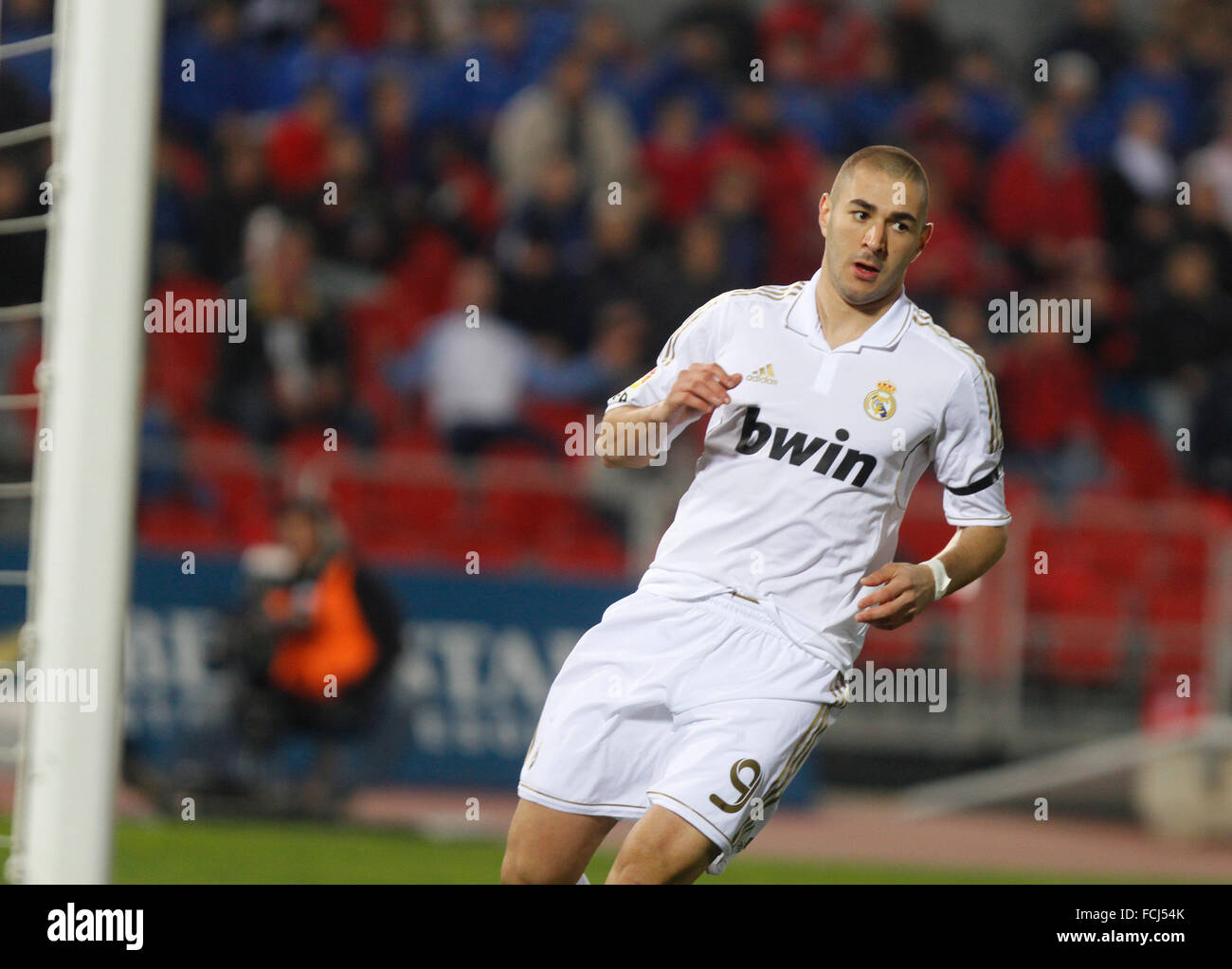 Real Madrid´s French soccer player Karim Benzema gestures during a match against Mallorca in the Spanish balearic island Stock Photo