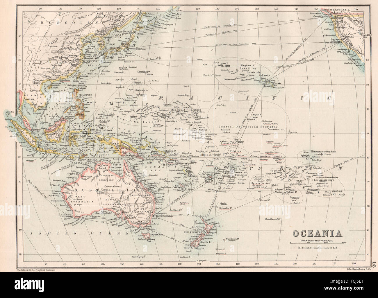 OCEANIA Australasia Pacific Ocean Micronesia Melanesia Polynesia, 1891