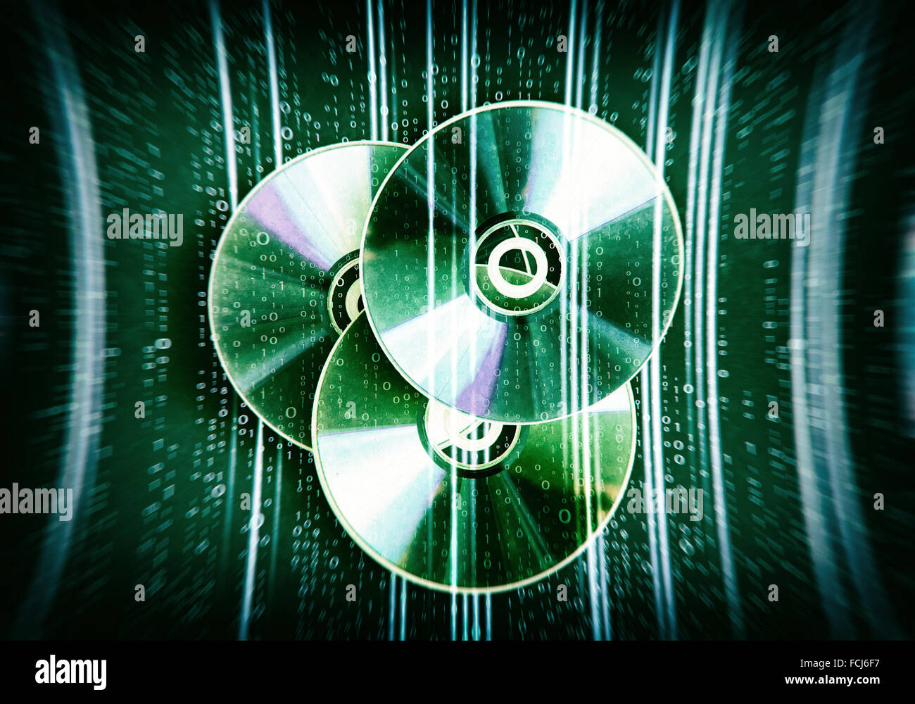 Collection of three cd discs on digital background Stock Photo