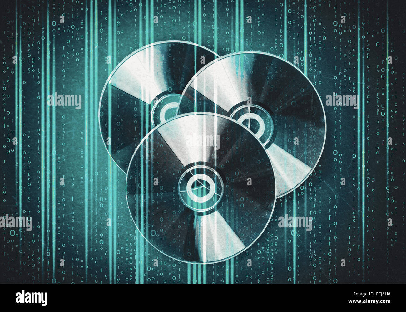 Collection of three cd discs on digital background Stock Photo
