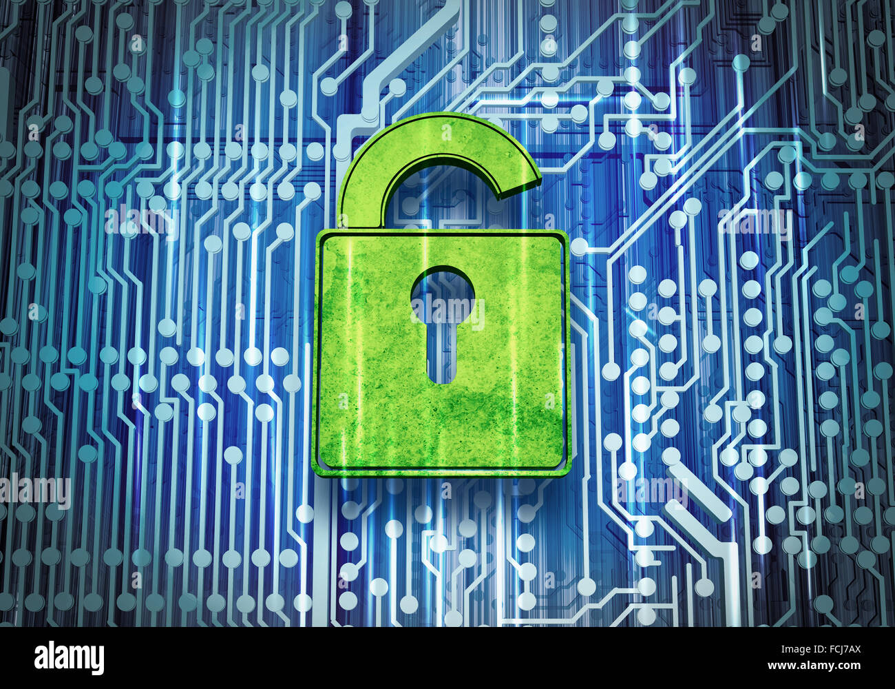 Conceptual digital image of lock on circuit background Stock Photo - Alamy