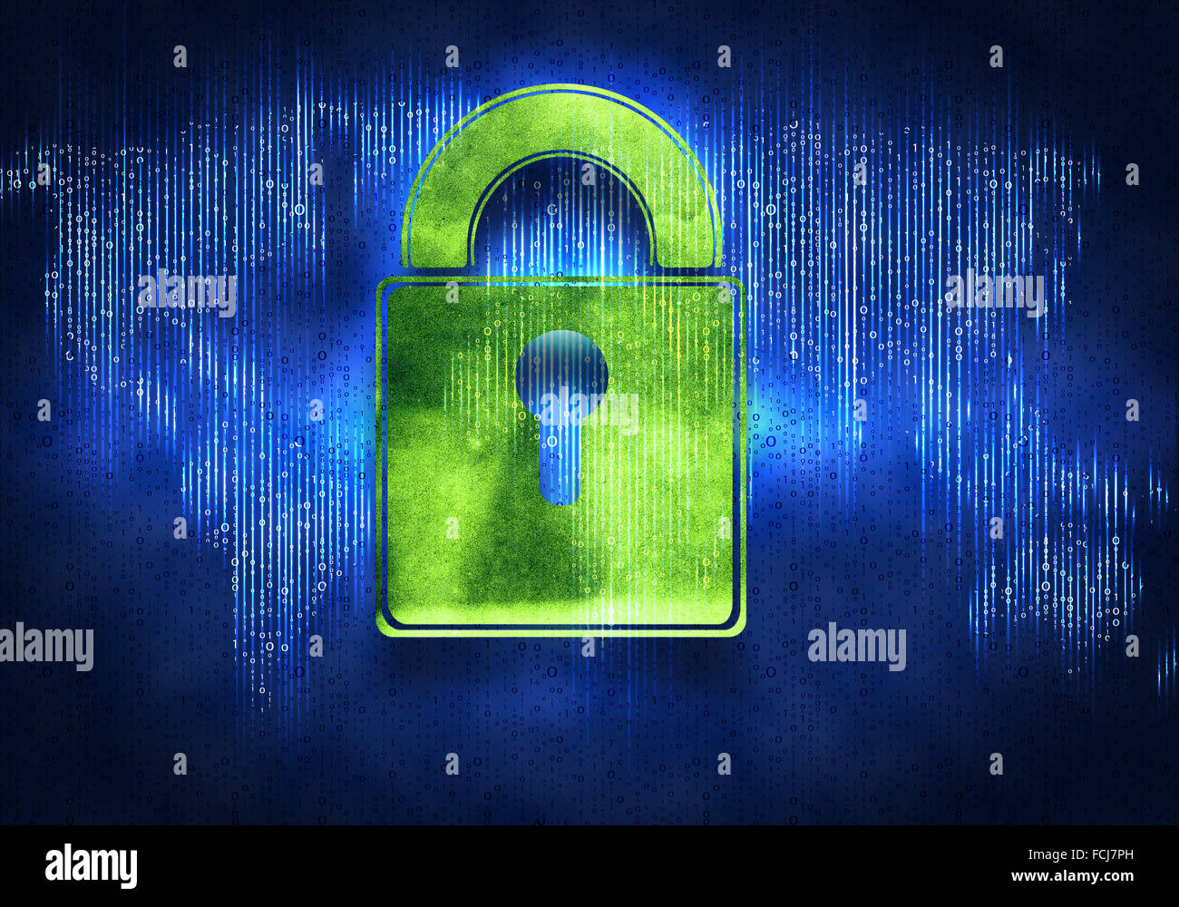 Conceptual digital image of lock on binary background Stock Photo - Alamy