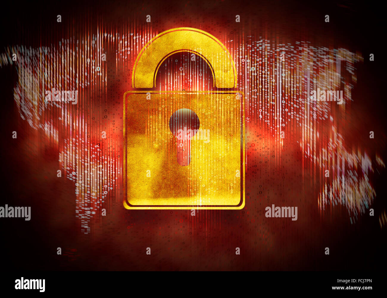 Conceptual digital image of lock on binary background Stock Photo - Alamy