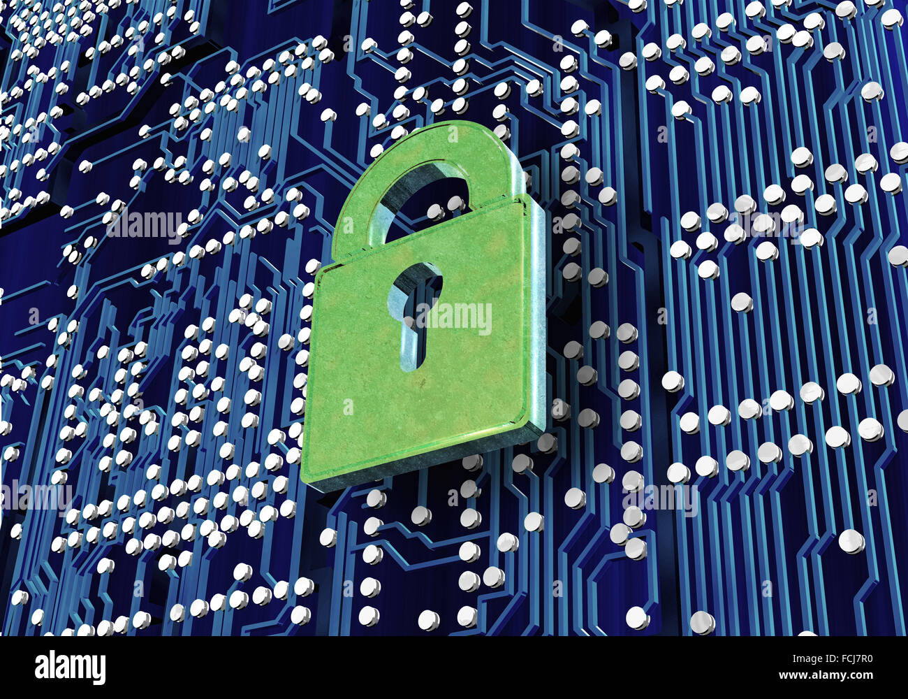 Conceptual digital image of lock on circuit background Stock Photo - Alamy