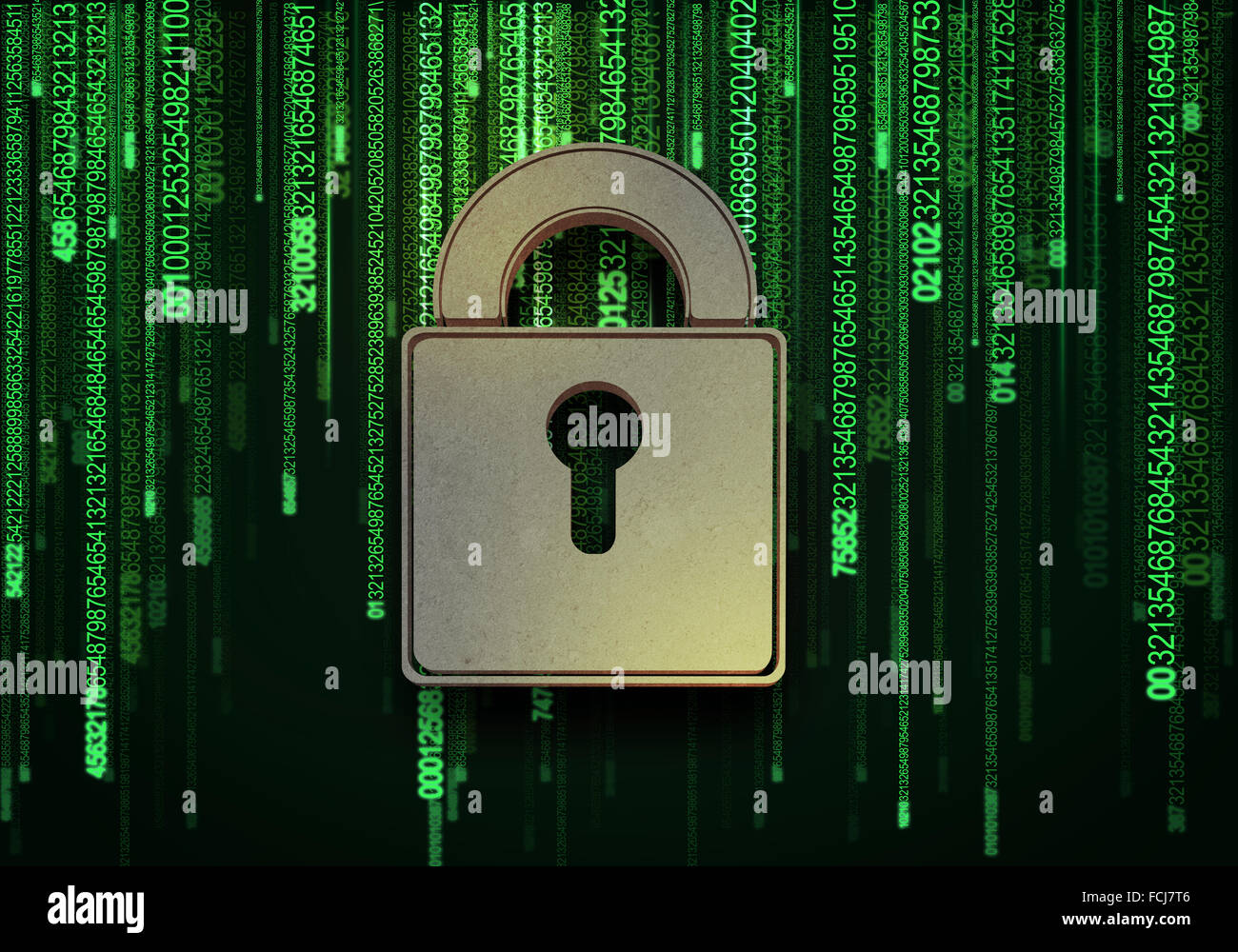 Conceptual digital image of lock on binary background Stock Photo - Alamy