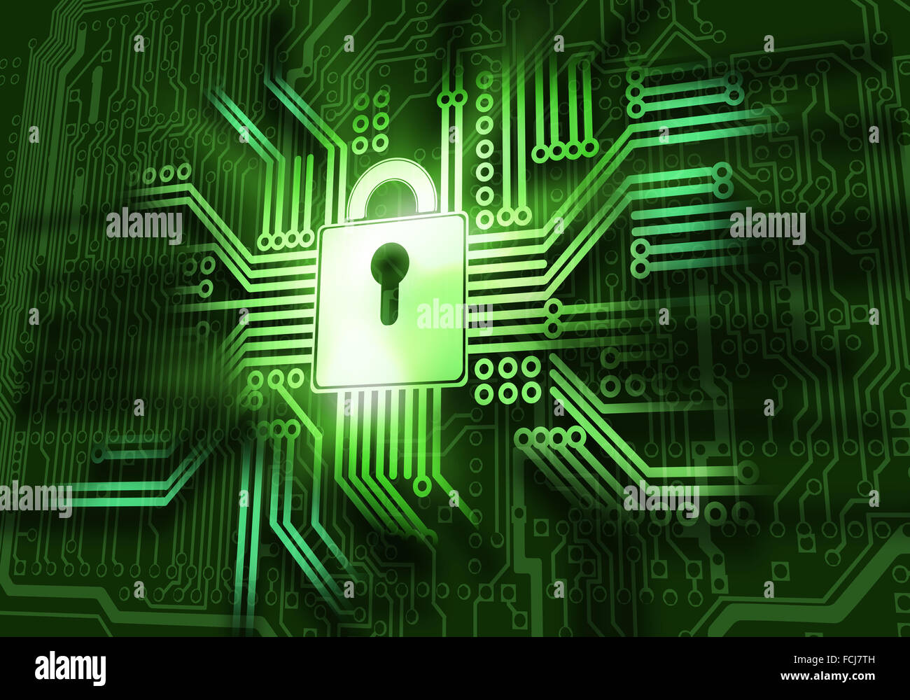 Conceptual digital image of lock on circuit background Stock Photo - Alamy