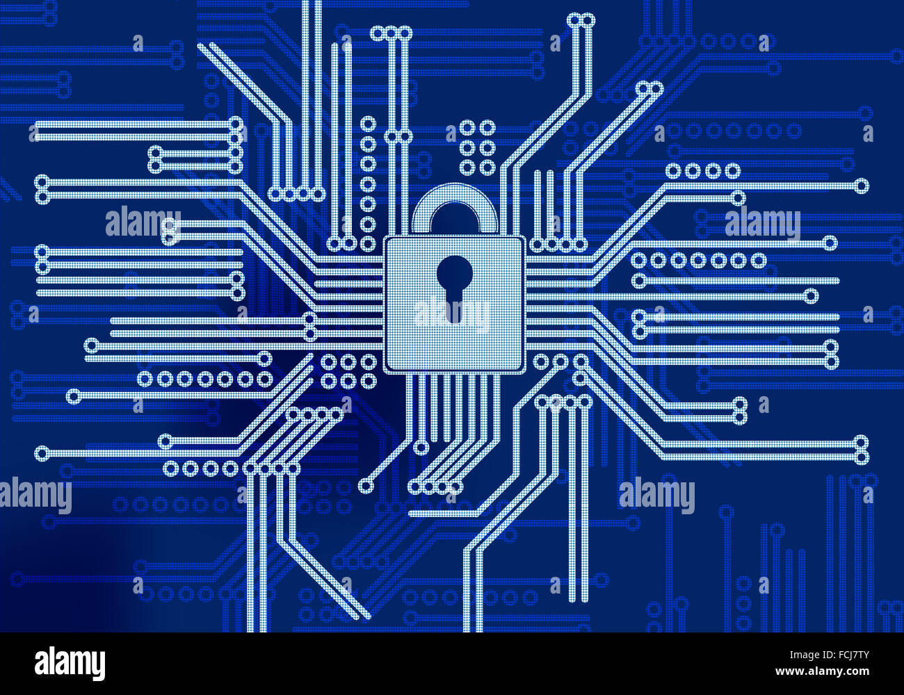 Conceptual digital image of lock on circuit background Stock Photo - Alamy