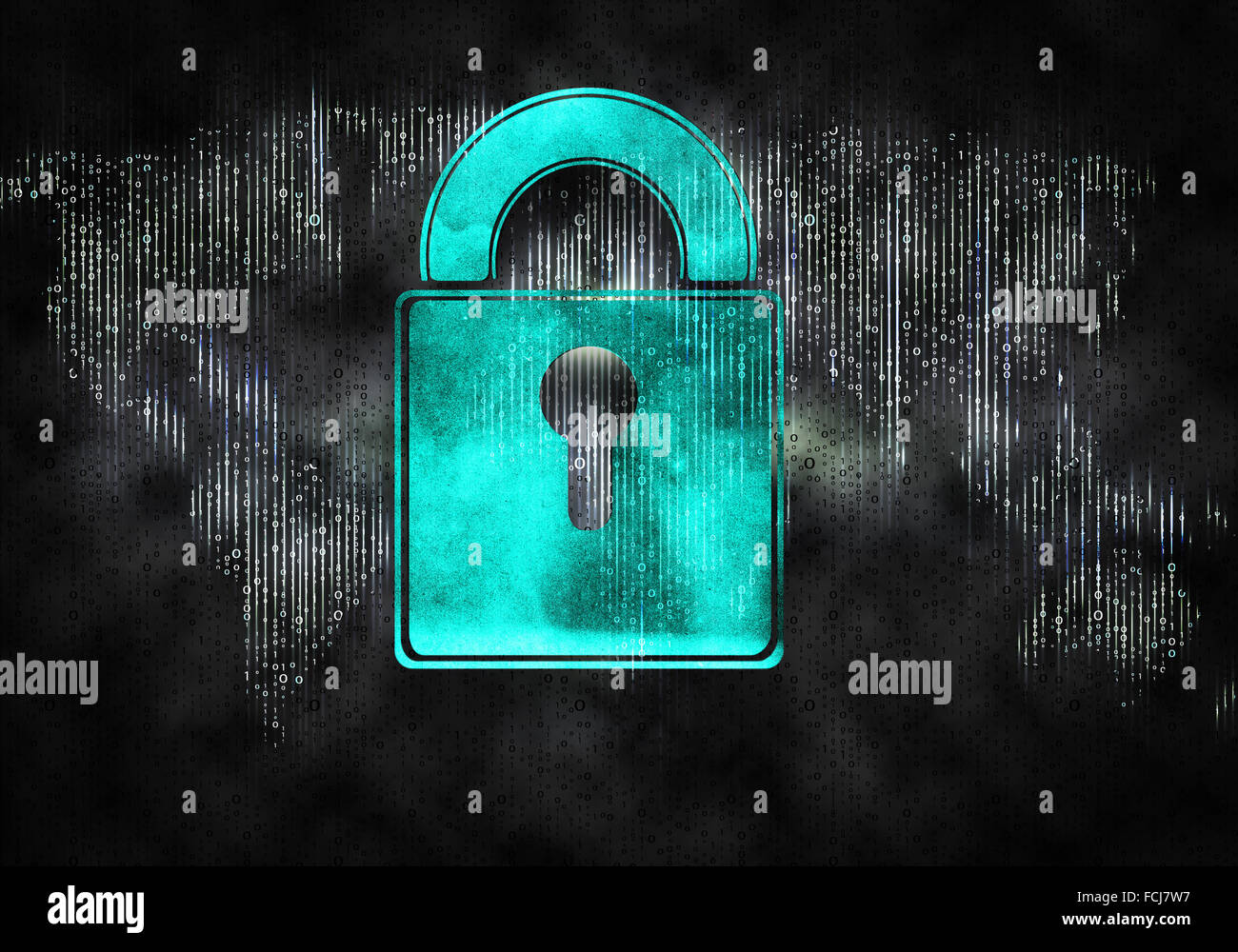 Conceptual digital image of lock on binary background Stock Photo - Alamy