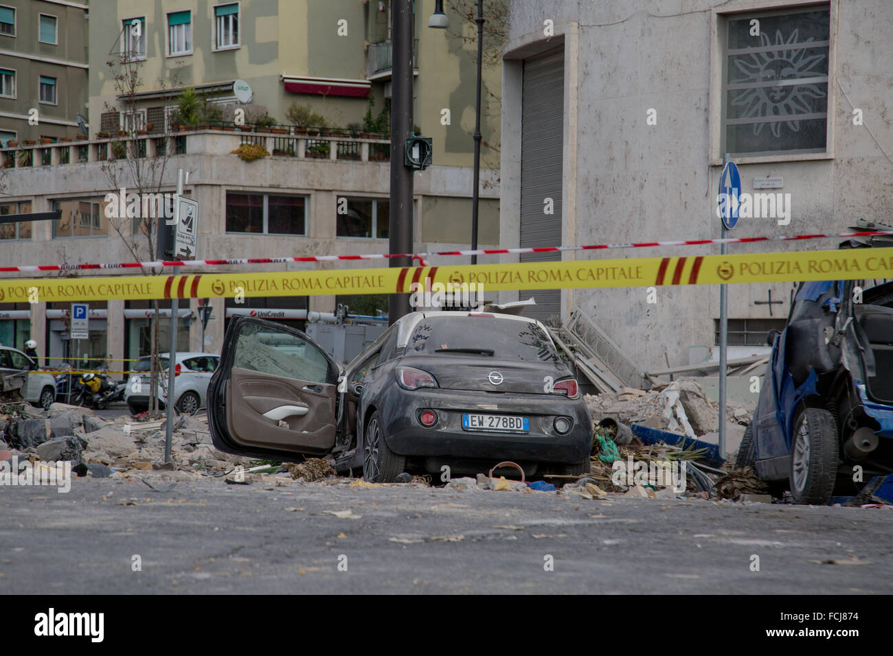 Rome, Italy. 22nd Jan, 2016. Result of the collapse of third floor ...