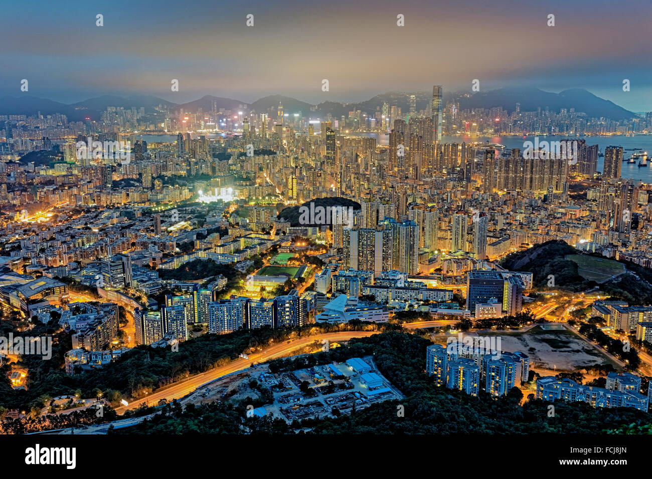 Hong Kong cityscape at night Stock Photo - Alamy