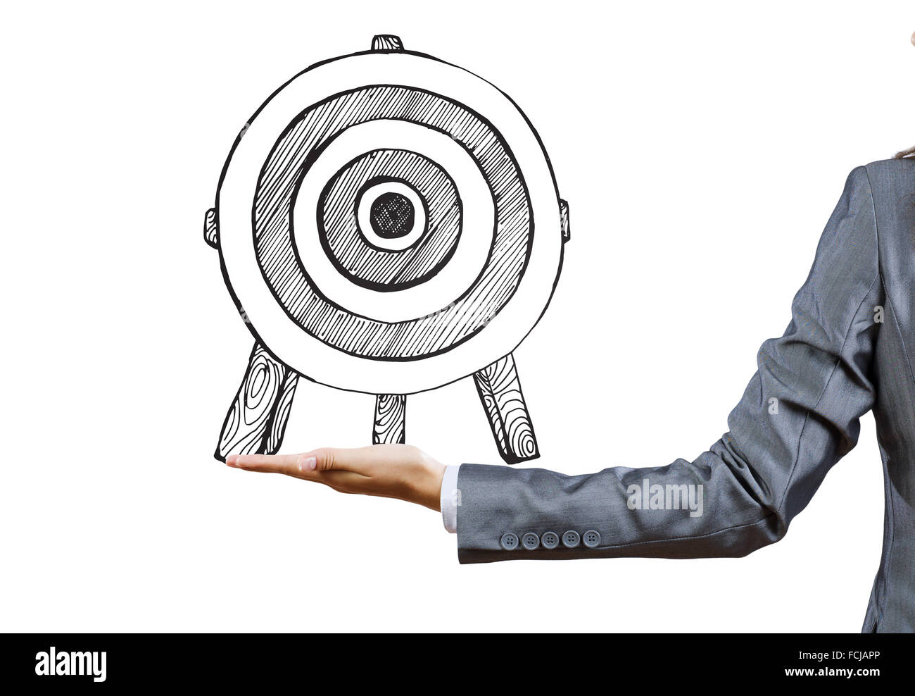 Full Person Rear View Target Rear view of businesswoman pointing at drawn target Stock Photo - Alamy