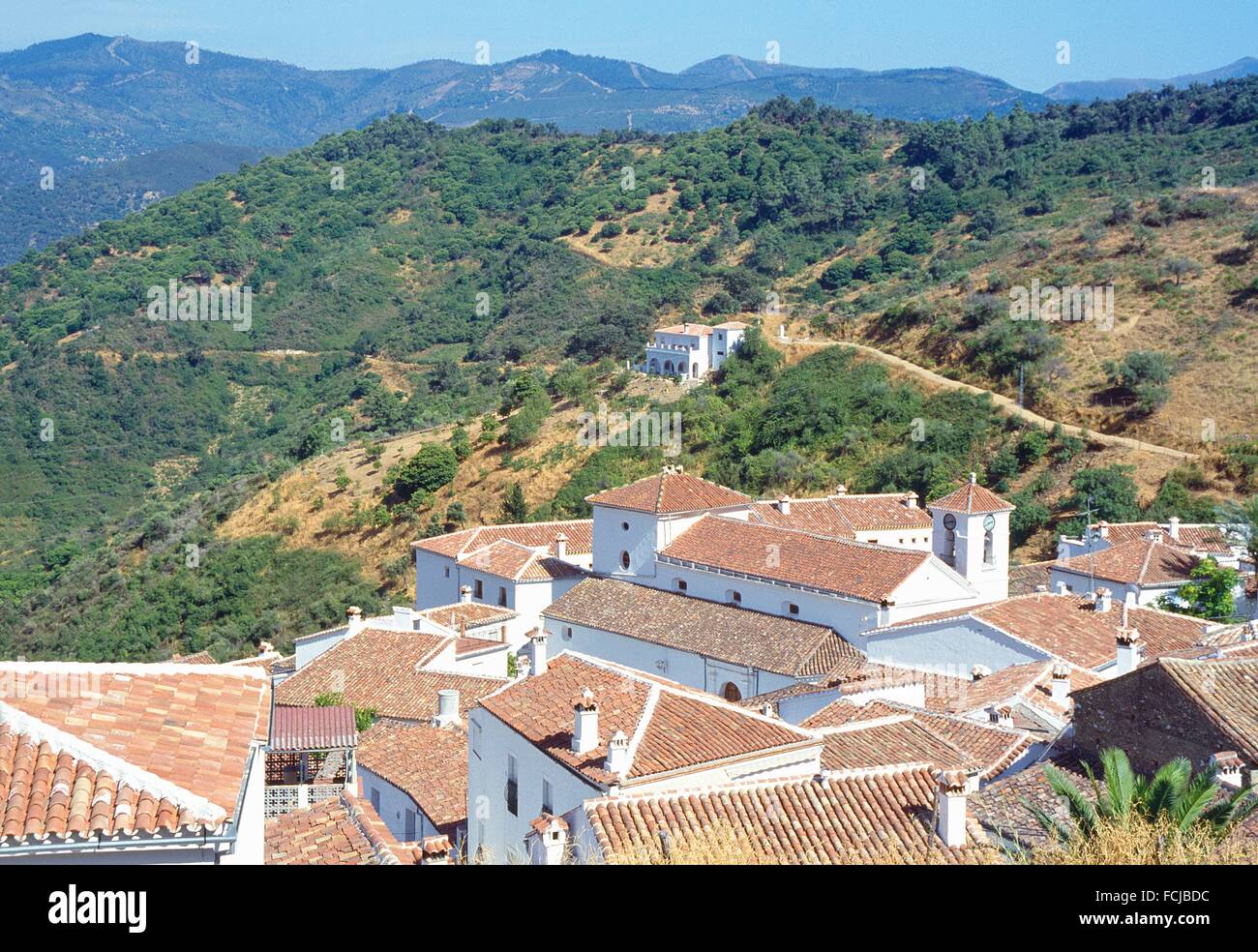 Overview and landscape of Serrania de Ronda. Benadalid, Malaga province, Andalucia, Spain Stock
