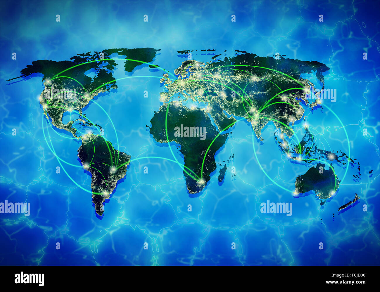 Background image with world map and connection lines Stock Photo - Alamy