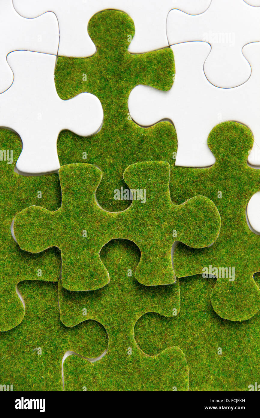 Green puzzle piece Stock Photo Alamy