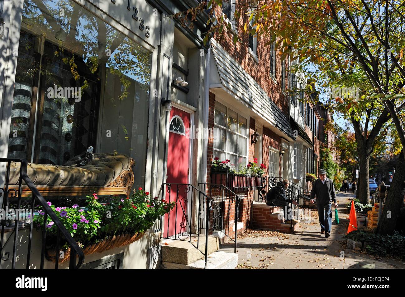 Pine Street, Philadelphia, Commonwealth of Pennsylvania, Northeastern United States Stock Photo