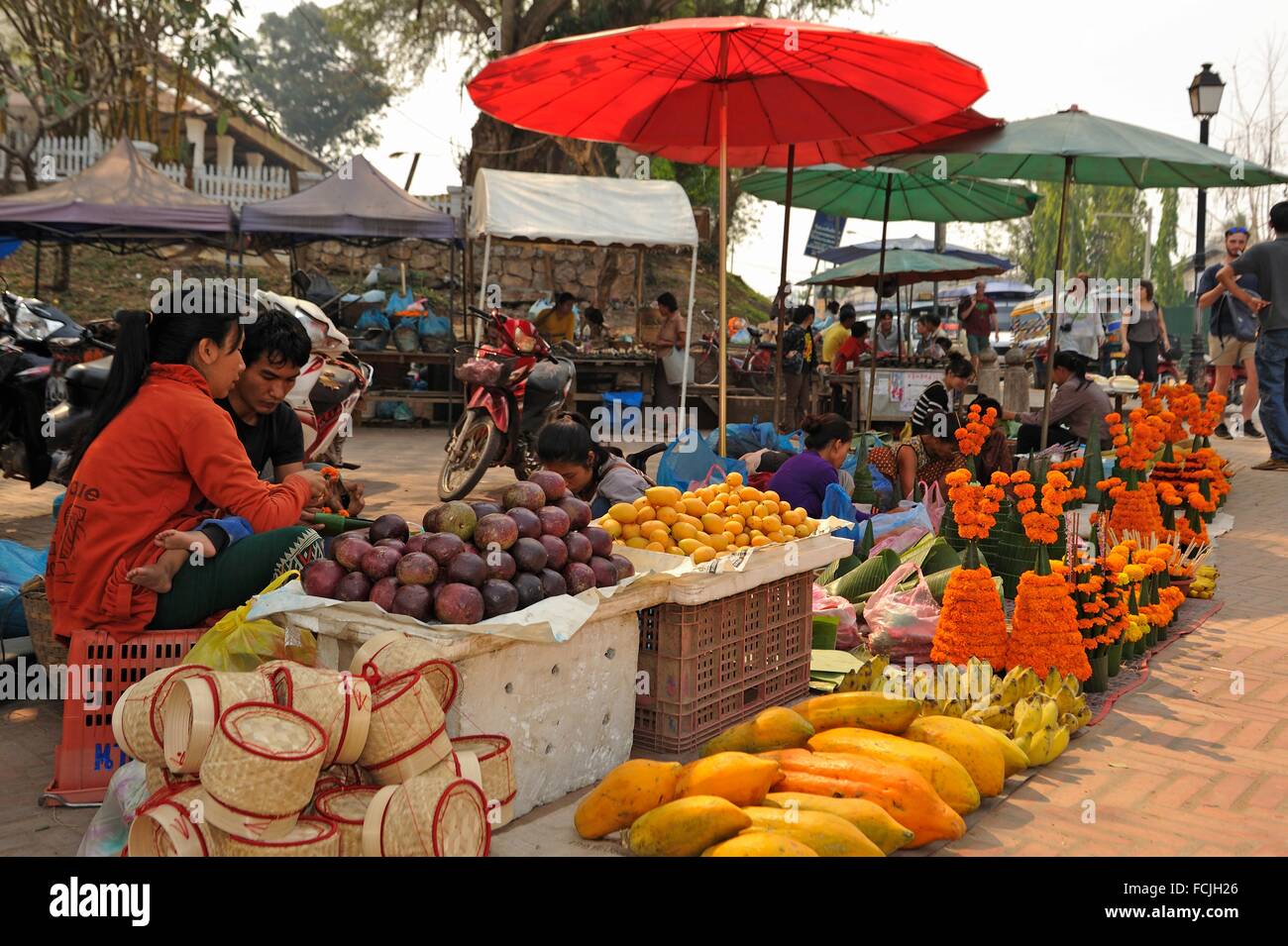 Hmong market, Luang Prabang, northern Laos, Southeast Asia Stock Photo