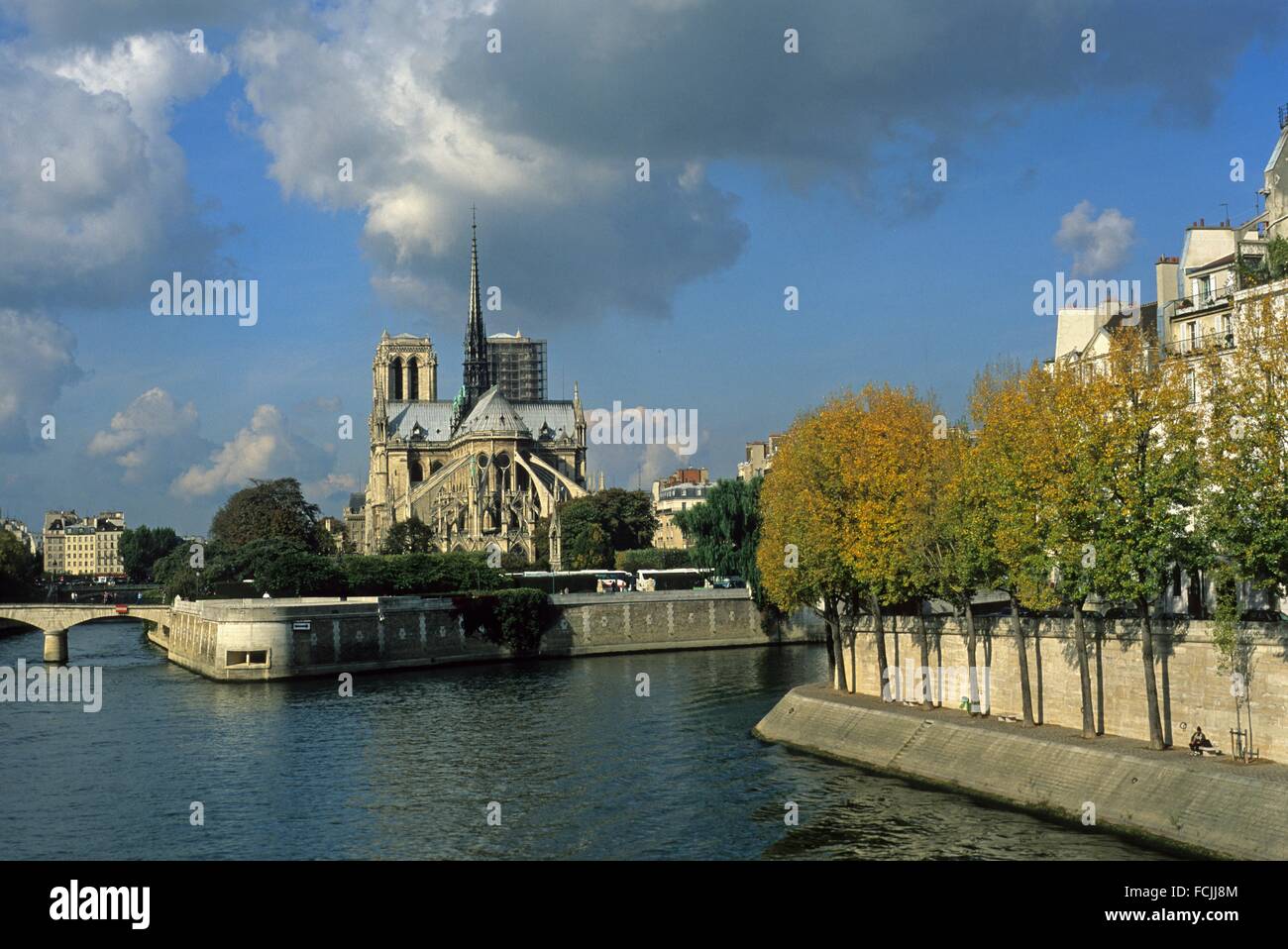 Quai d´Orleans on Ile SaintLouis and NotreDame Cathedral on Ile de la