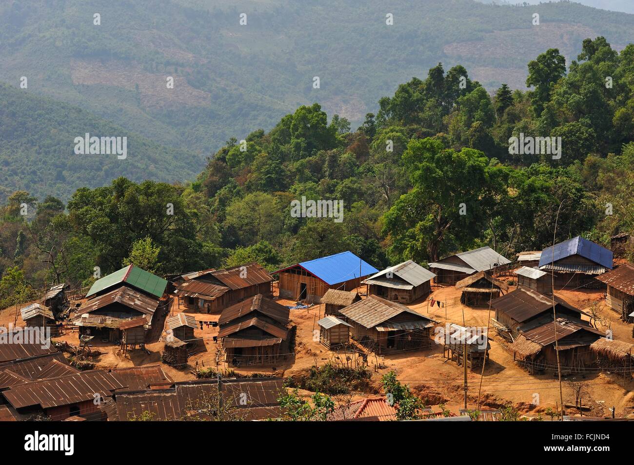 Akha Tribe Village In The Mountains Surrounding Muang La Oudomxay