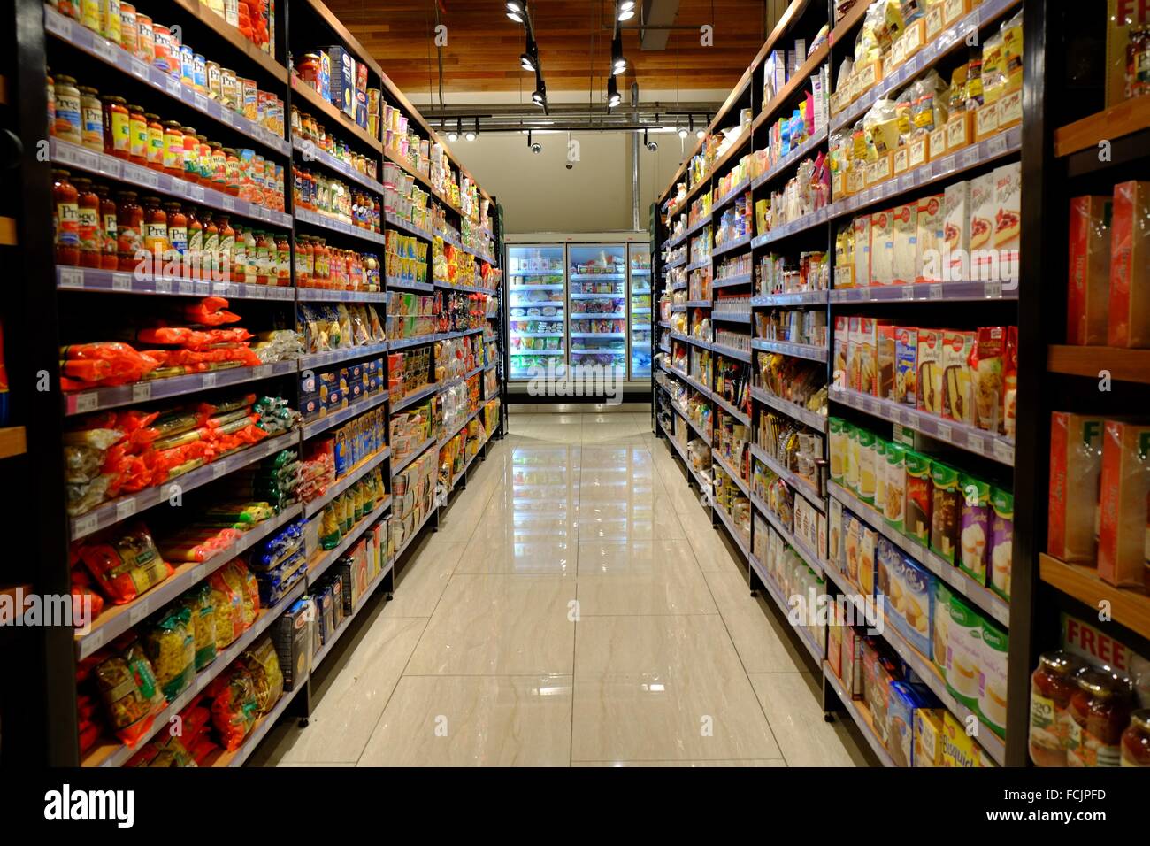 shelf in a supermarket, Grocery Items Stock Photo Alamy