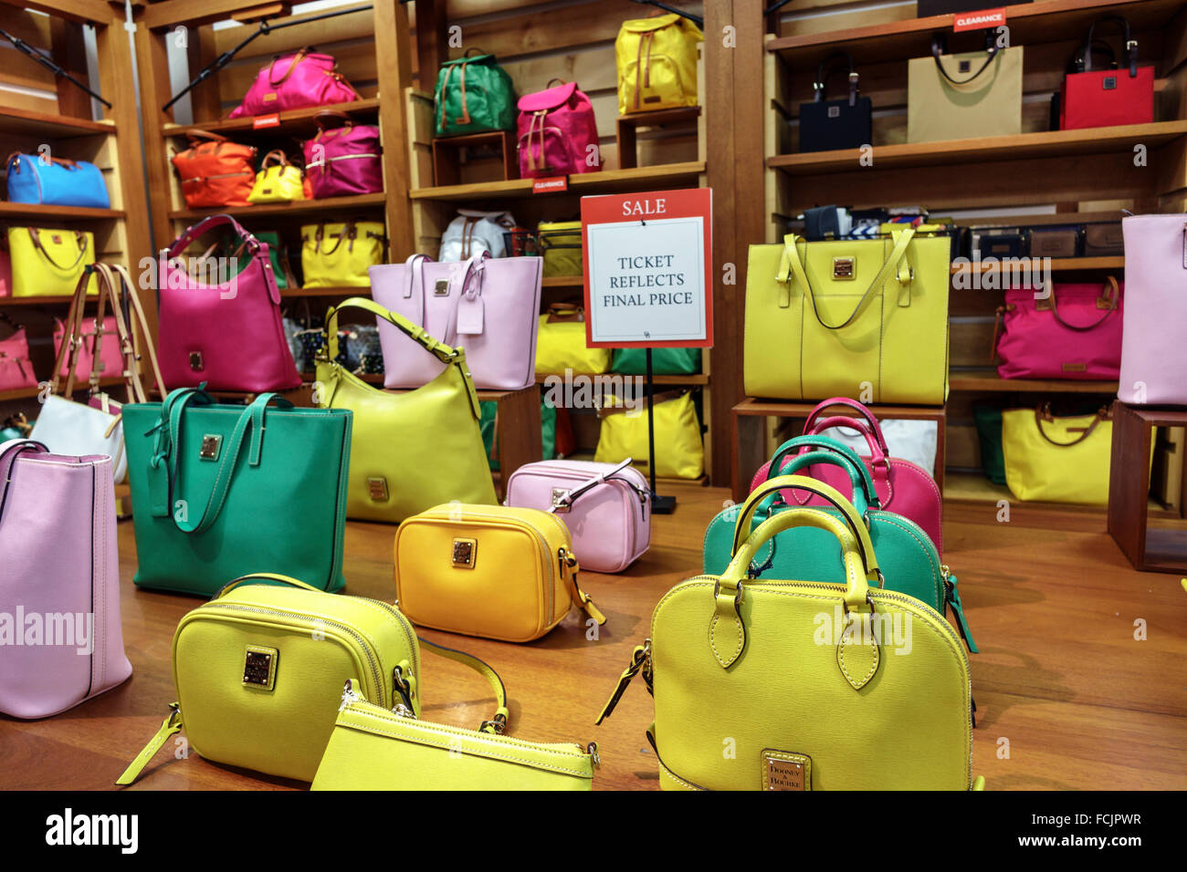 Vero Beach Florida,Outlets,Dooney & and Bourke Factory Store,shopping  shopper shoppers shop shops market markets marketplace buying  selling,retail sto Stock Photo - Alamy