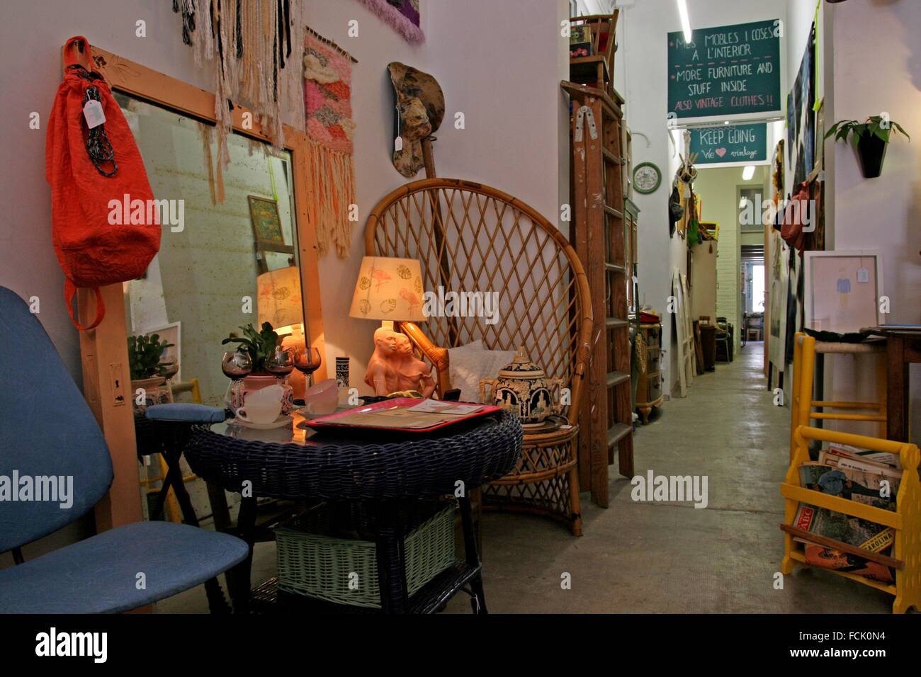 Recycled furniture store Gracia district Barcelona Catalonia