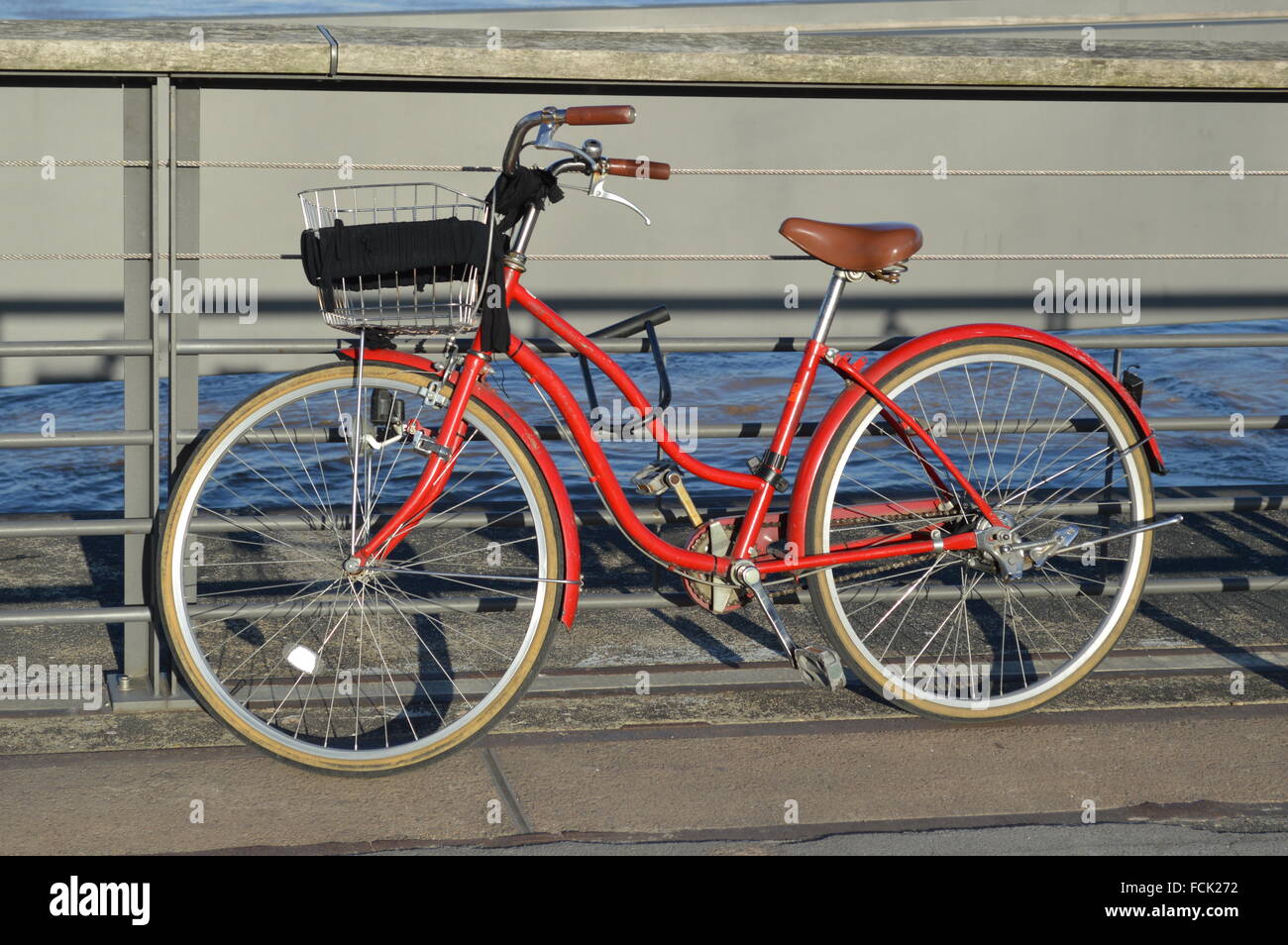 Red bike with basket sales