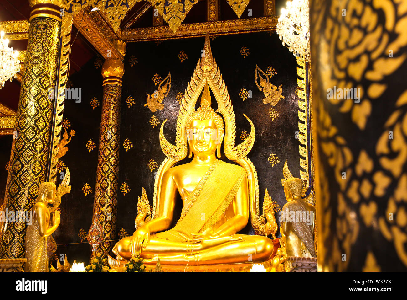 Phra Buddha Chinnarat at Phra Si Rattana Mahathat temple ,Phitsanulok Province, Thailand. ( Temple open to public to watch. Allo Stock Photo