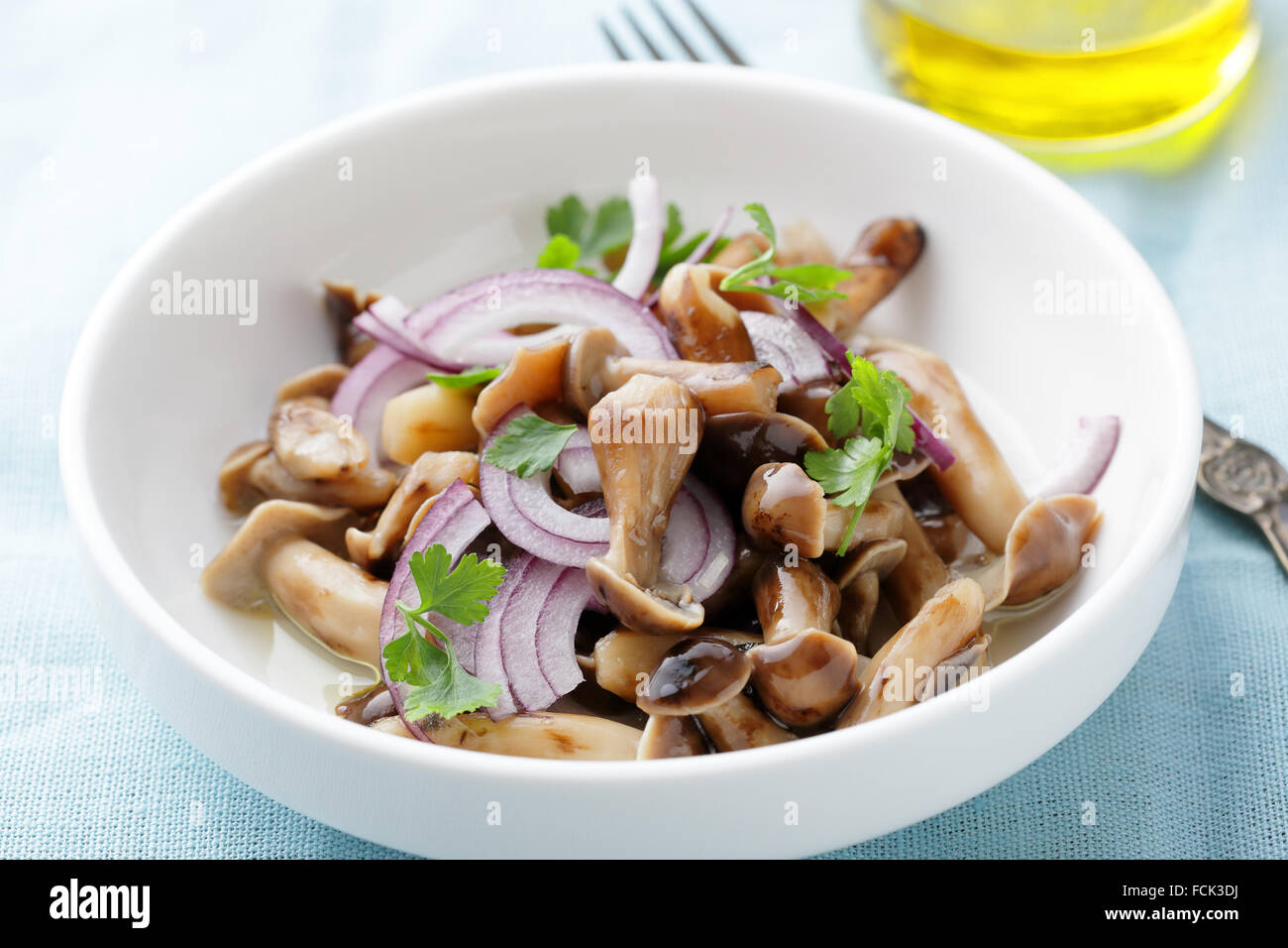 marinated mushrooms with onions in bowl Stock Photo Alamy