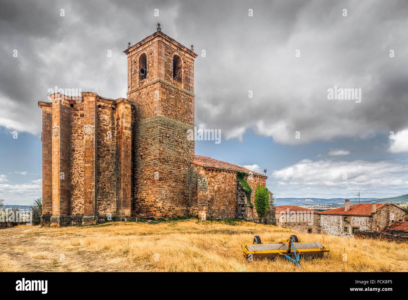 Gothic church of Nuestra Señora del Rosario, hamlet of Gallinero, Almarza,  province of Soria, Spain Stock Photo - Alamy