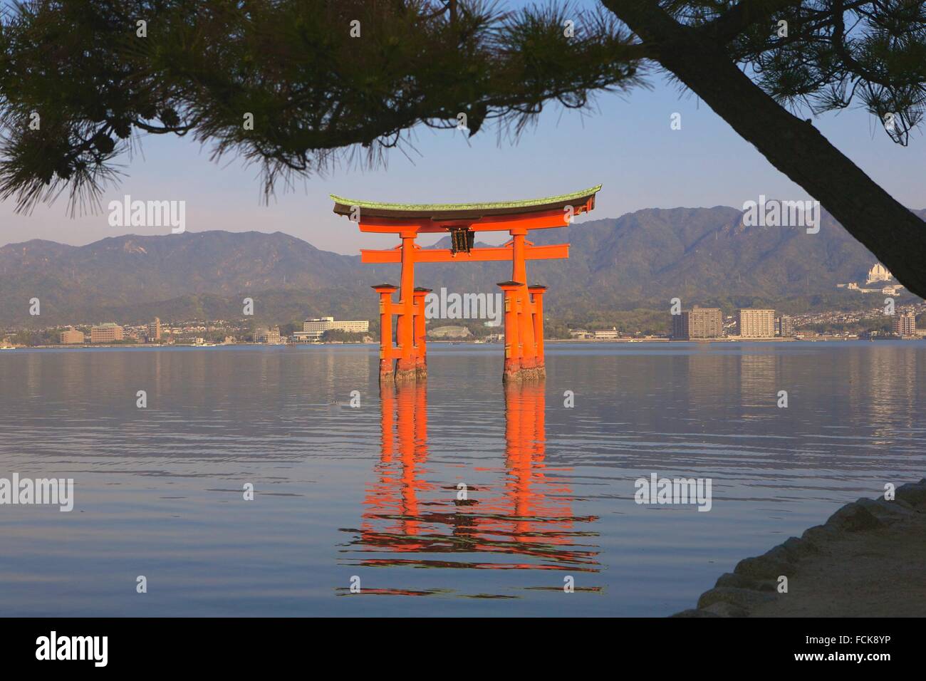 The ´´Floating Torii Gate´´ at Itsukushima Island. Japan Stock Photo