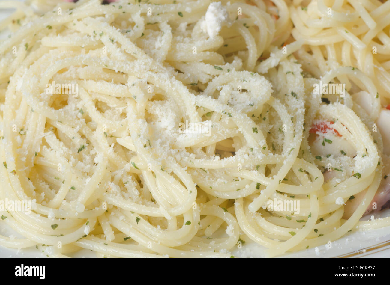 closeup to spaghetti with parsley Stock Photo Alamy