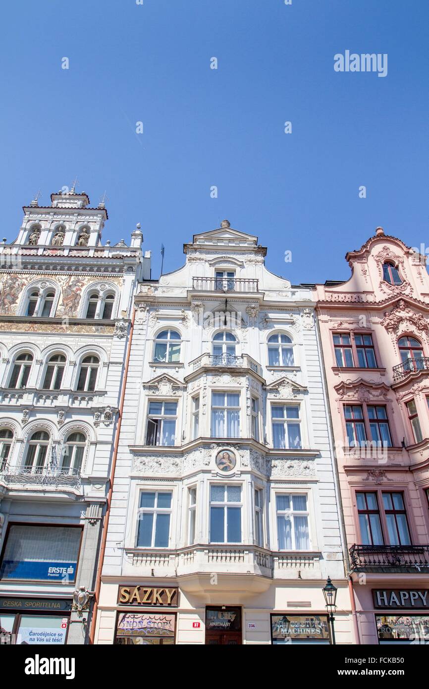 Typical houses of Pilsen in Republic Square, Czech Republic Stock Photo