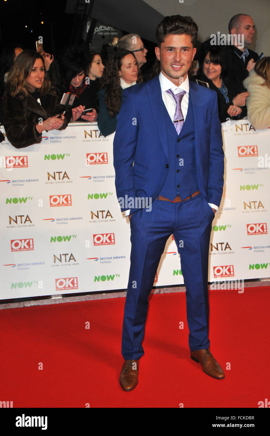 London, UK, 20 January 2016, Jordan Davies & Ashleigh Defty attends the NTA National Television Awards 2016 held at the O2. Stock Photo