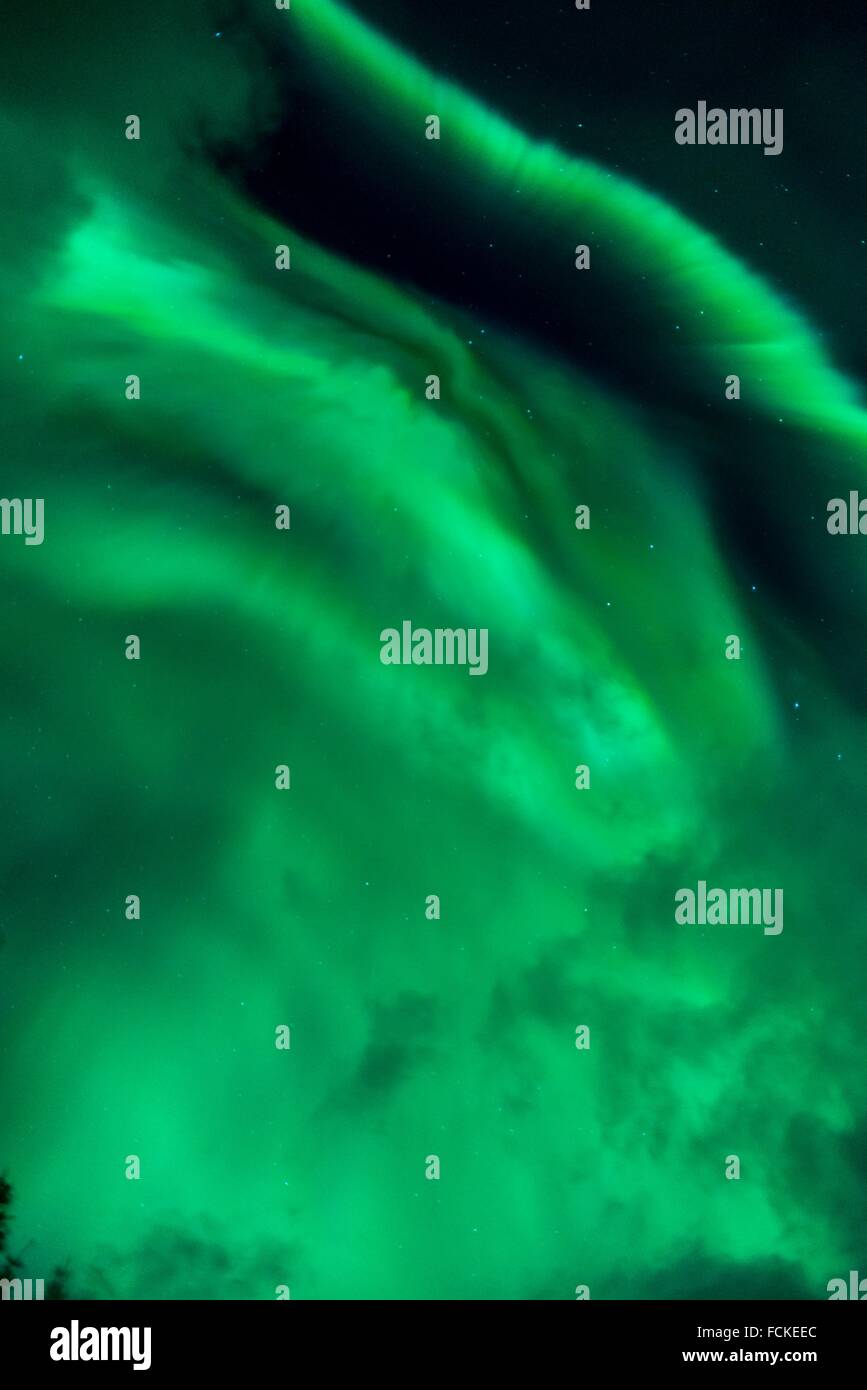 Aurora Borealis, Northern lights phenomenon in winter. Iceland