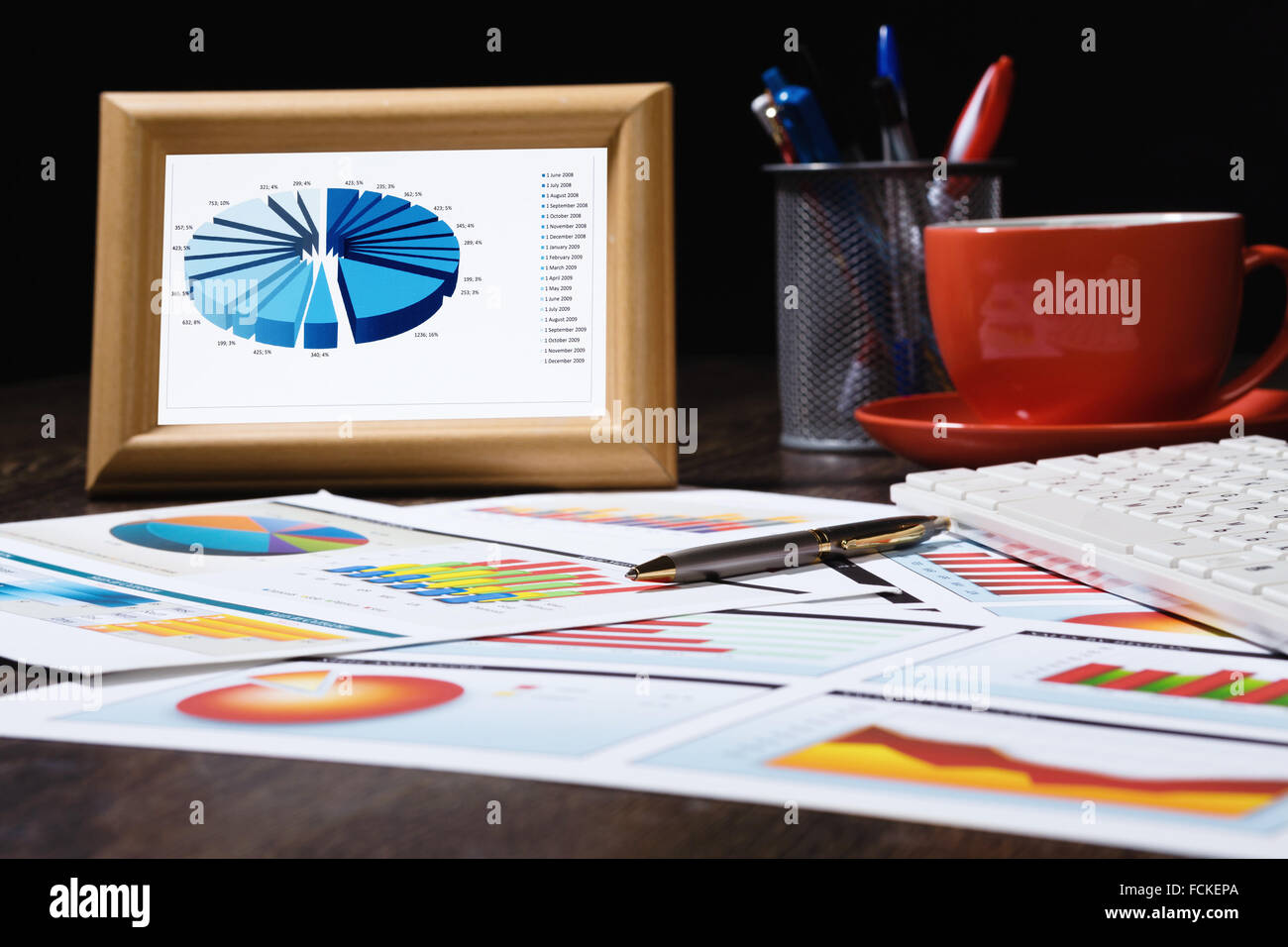 Close up of office workplace with paper documents Stock Photo - Alamy