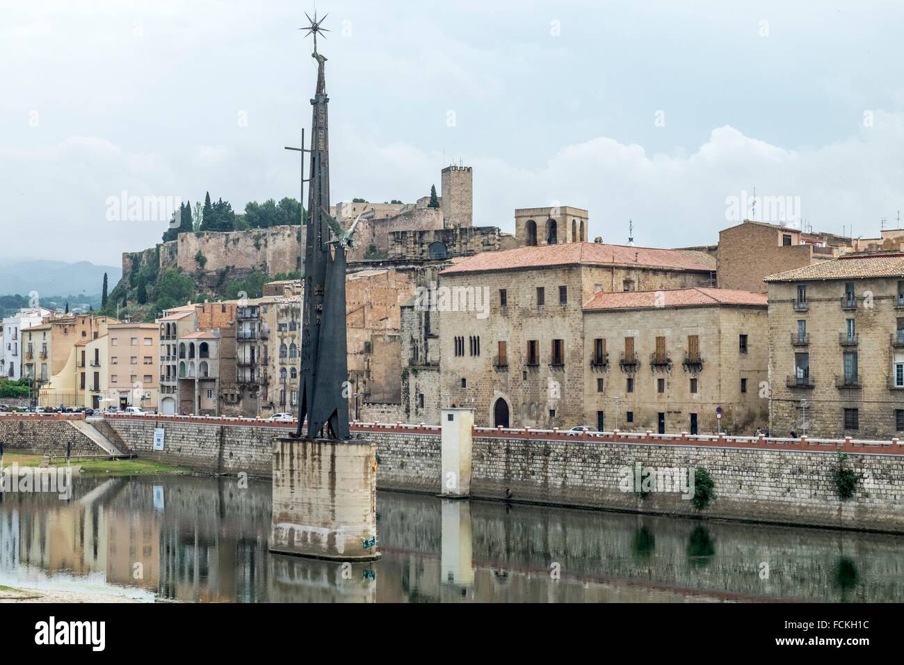 Ebro riverside in Tortosa old town. Tarragona, Catalonia, Spain Stock