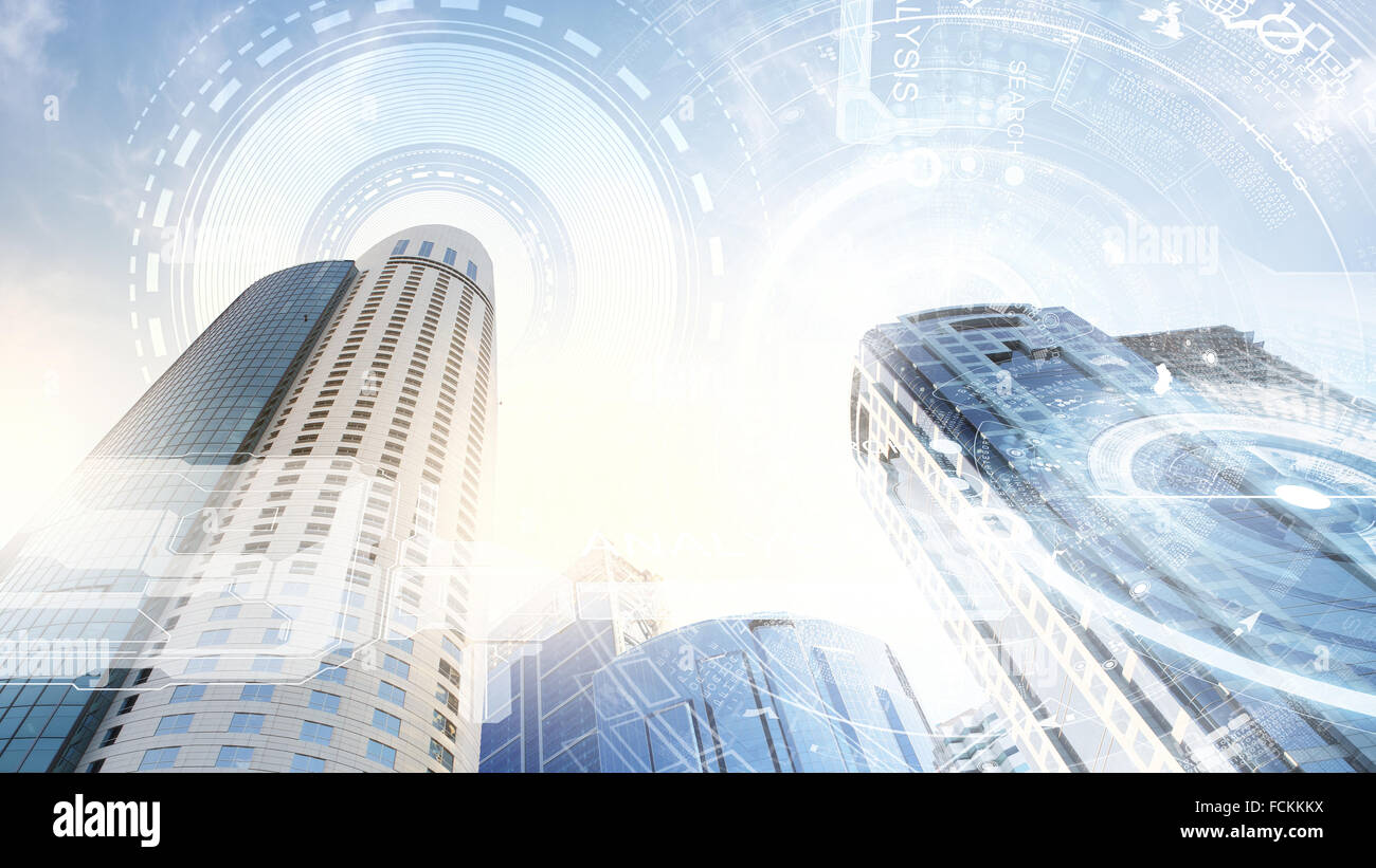 Digital image of bottom view of tall skyscraper Stock Photo Alamy