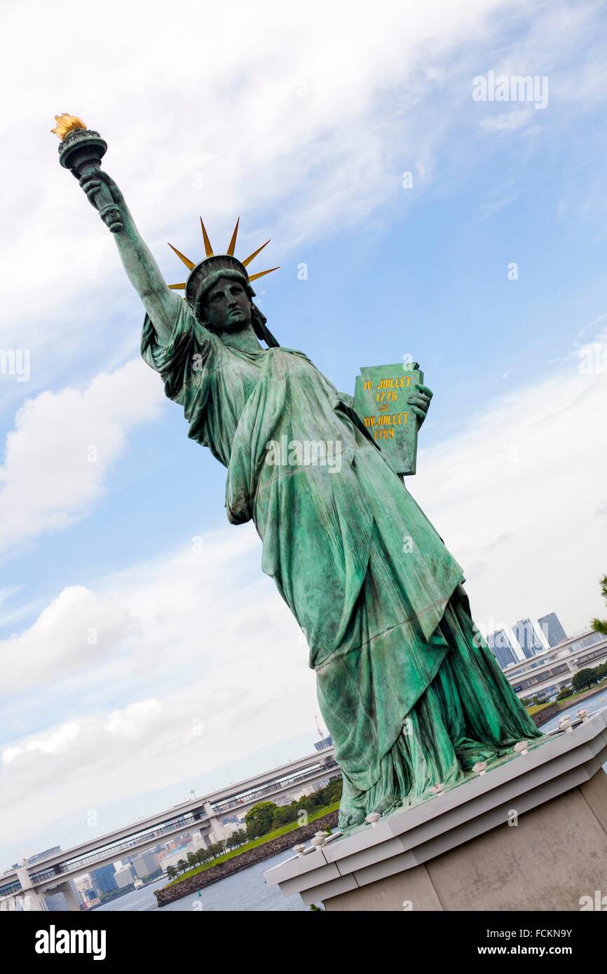 Copy of Statue of liberty in District of Odaiba, an artificial island in Tokyo, Japan Stock Photo