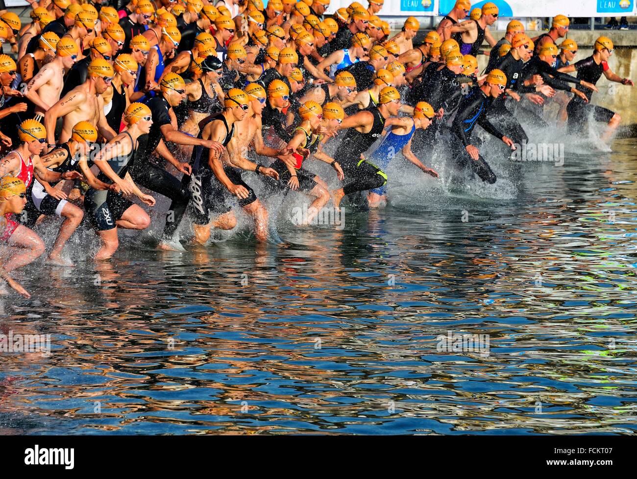 Europe, Switzerland, Geneva, International Geneva Triathlon, start of