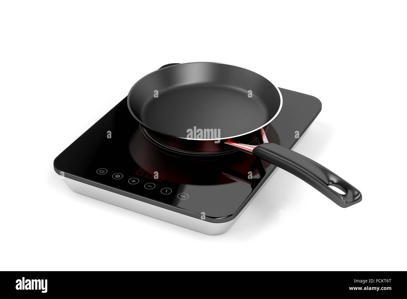 Portable Induction Cooktop And Frying Pan On White Background