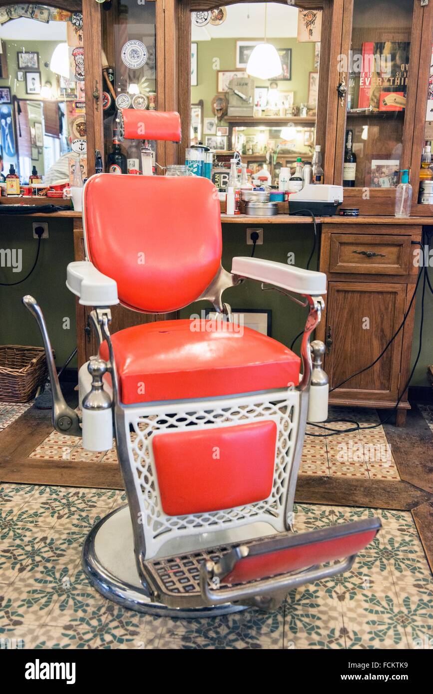 Rotterdam Netherlands Old Refurbished Retro Barber Chair In