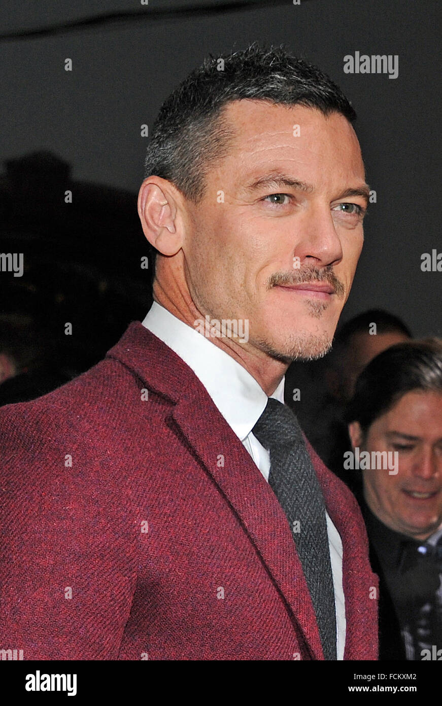 British actor Luke Evans arriving at 'Audi Night' in Kitzbuehel, Austria, 22 Janaury 2016. 'Audi Night' traditionally opens the spectacular racing weekend with the 76th Hahnenkamm Race. PHOTO: URSULA DUEREN/DPA Stock Photo