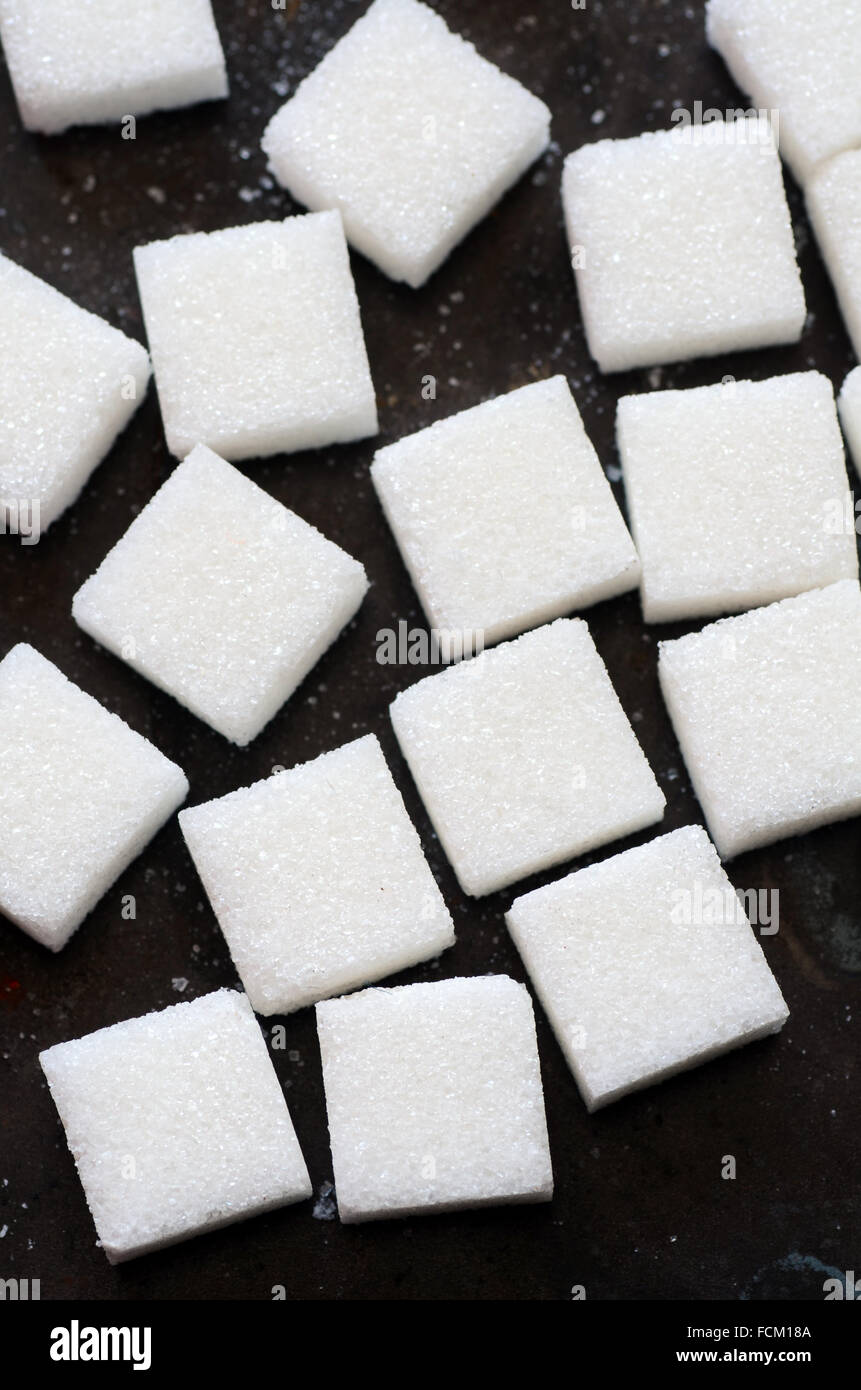 close up image of white sugar cubes Stock Photo