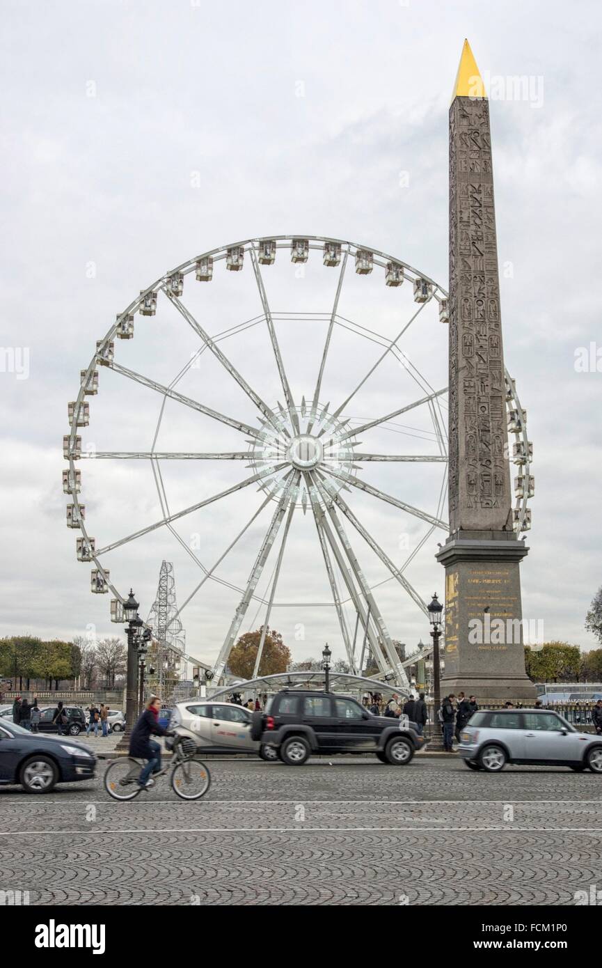 Place de la Concorde Square with the Big Wheel in Paris, France Stock