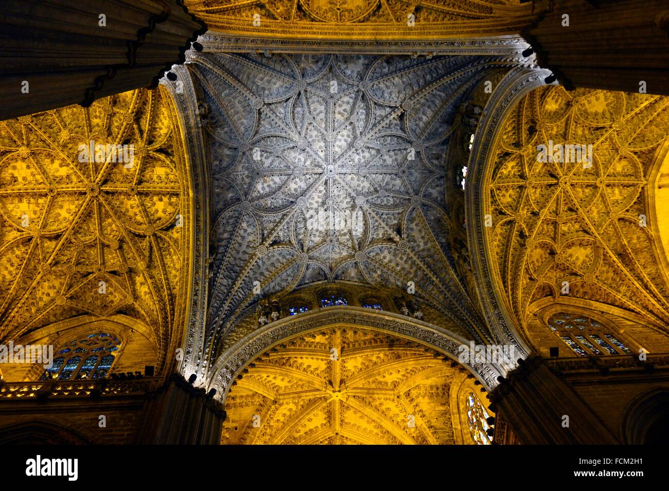 Seville Cathedral celling, Spain. Stock Photo